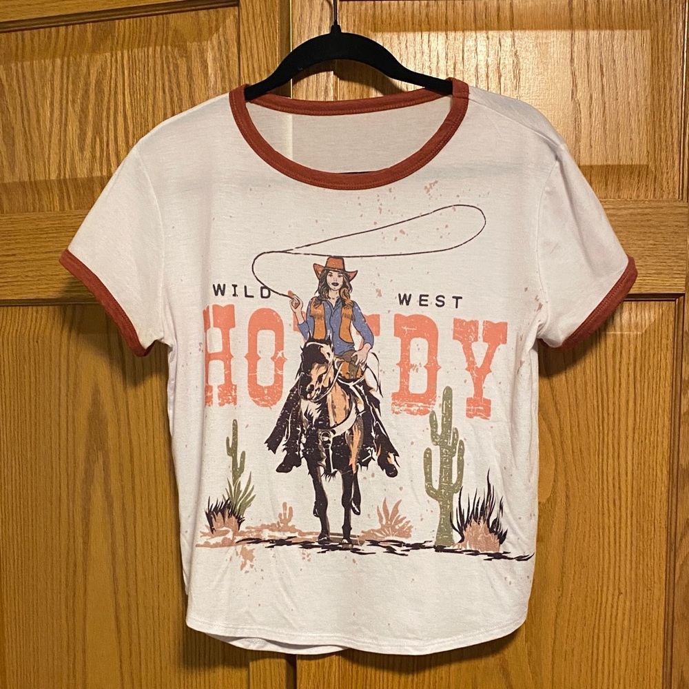 Wild West Kids Cowboy Graphic Tee - White and Red